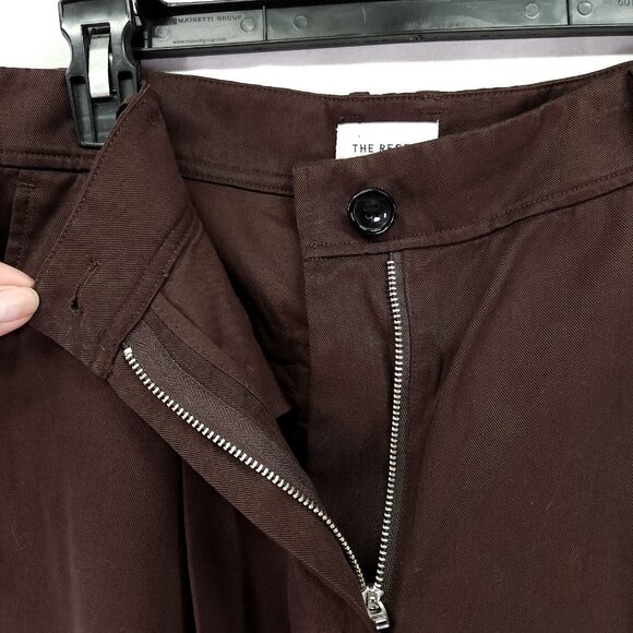 The Reset R Label Trouser Pant Size Medium Pleated Slouchy Cropped Brown Trouser - Picture 7 of 13